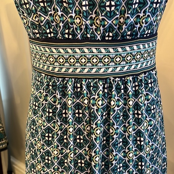 New Without Tags Max Studio Blue and Green VNeck Dress Size Small - Picture 7 of 12